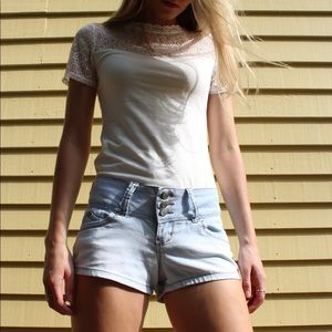 Light wash jean shorts